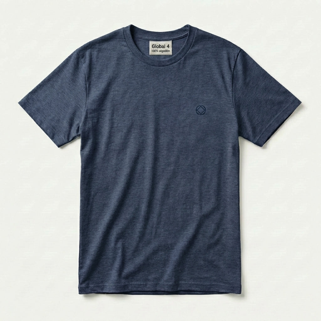 Playera Azul Cuello Redondo 100% Algodón